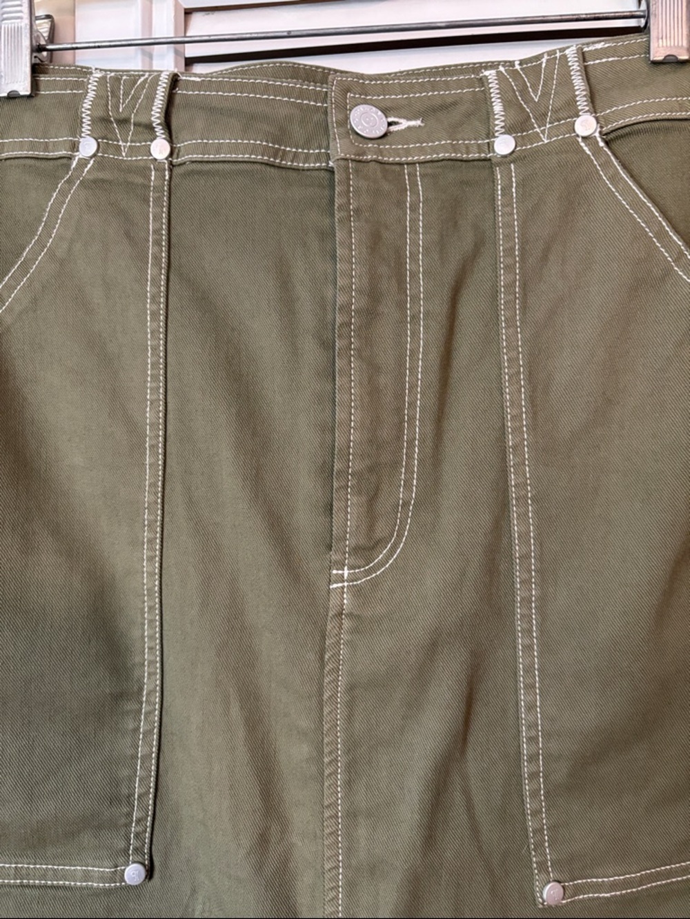 Pilcro Maxi Skirt from Anthropologie Olive Utility Carpenter Skirt S 14 - Picture 6 of 11